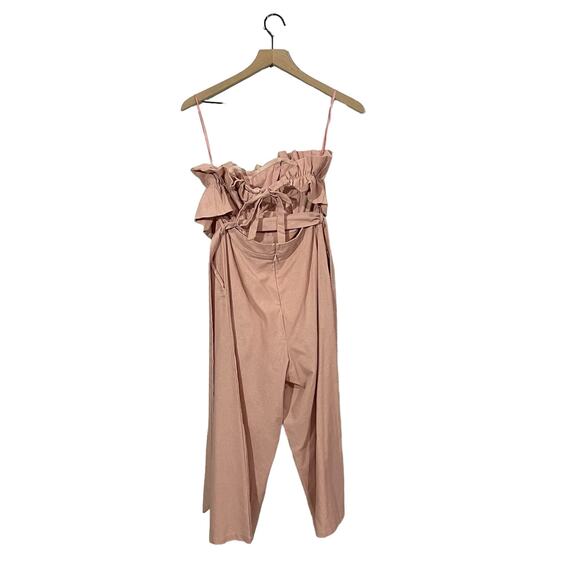 Saints + Secrets Strapless Cropped Linen Jumpsuit - Pink - Small - Picture 9 of 16
